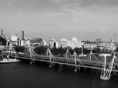 Vue depuis et dans le London Eye, d'où les reflets ;-O)