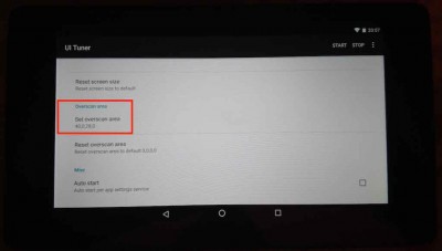 Valeurs d'overscan pour une Nexus 7 (40,0,28,0)