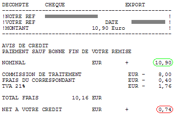 Décompte chèque
