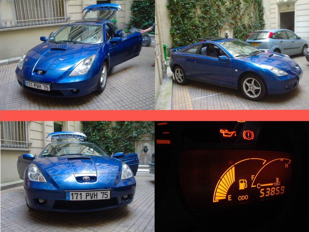 des pics de ma celica: spoiler toyota, tapis de sol celica, toit ouvrant electrique en verre, Radio+K7+changeur 6 CD en facade.